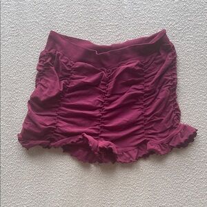 Free People High Waist Ruched Shorts in Burgundy